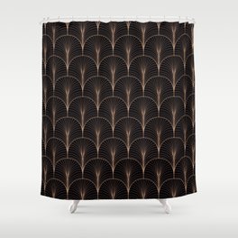 Art Deco Midnight Pattern Gold Black Shower Curtain