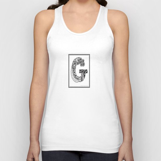 Zentangle G Monogram Alphabet Illustration Unisex Tank Top