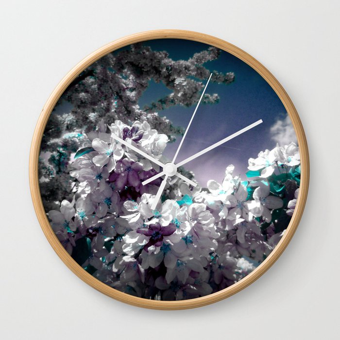 Flowers Purple & Teal Wall Clock