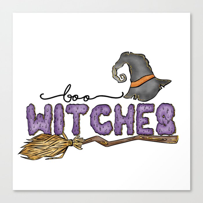 Boo witches funny Halloween Spider Ghost Canvas Print