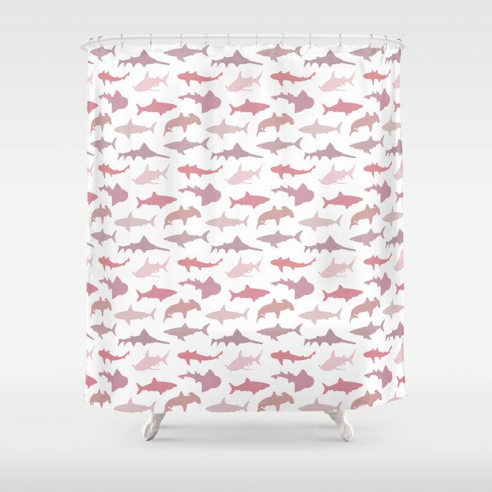 Pink Sharks Shower Curtain