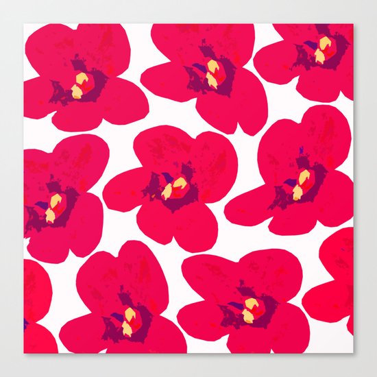 Red Retro Flowers Canvas Print