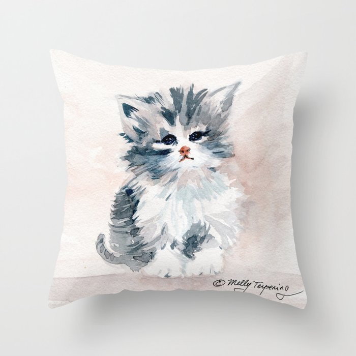 Kitten Portrait Throw Pillow