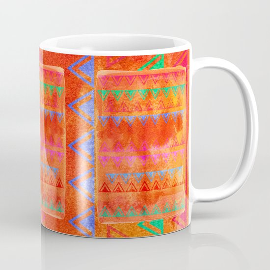 Abstract Bunting Watercolor Painting in Hot Pink, Orange, Mint & Blue Coffee Mug