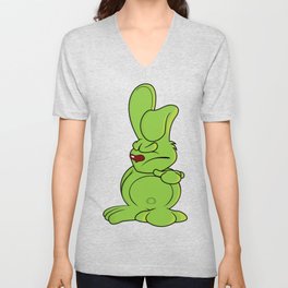 Pointing Rabbit V Neck T Shirt