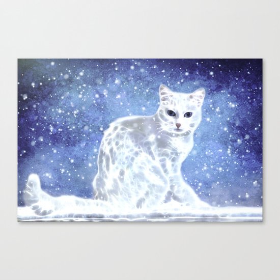 Abstract white cat Canvas Print