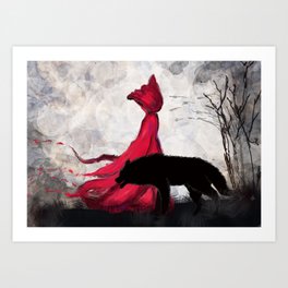 Red Riding Hood and Wolf  Art Print