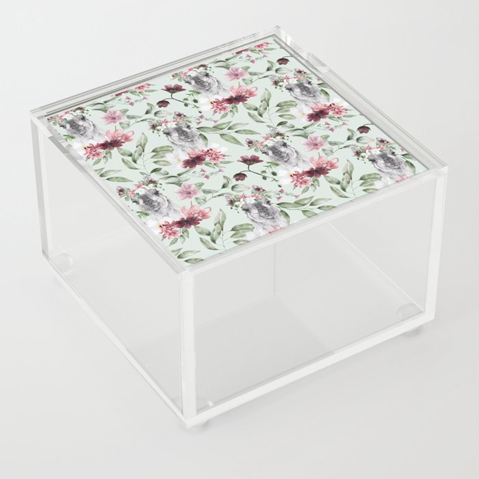 Purple White Flower Lama Pattern Acrylic Box