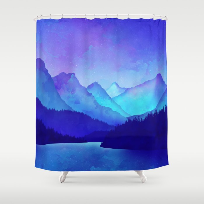 Cerulean Blue Mountains Shower Curtain
