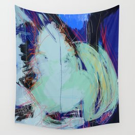 Abstract Expressionism Blue Pastel Vector Art  Wall Tapestry