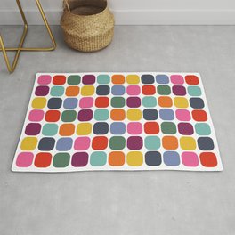 Colorful Mid Century Modern Rounded Square Tile Pattern Area & Throw Rug