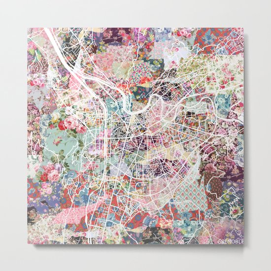 Grenoble map Metal Print