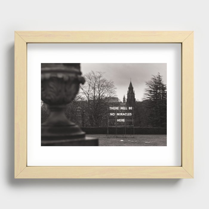 /// no miracles Recessed Framed Print