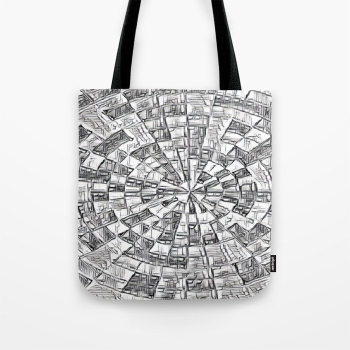 Black & White Circular Maze Tote Bag