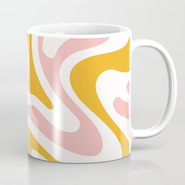 Modern Abstract Pattern 1 in Mustard Pale Pink (Liquid Swirl Design) Mug