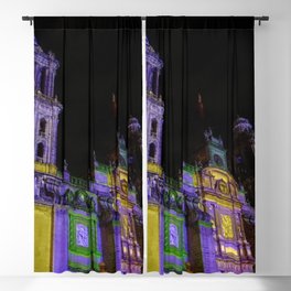 Mexico Photography - Colorful Lights On A Mexican Cathedral Blackout Curtain