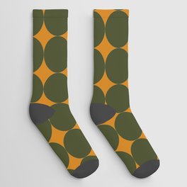 Circles/Sparks (Olive & Orange) Socks