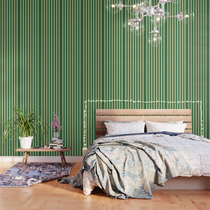 Green Stripe pattern Wallpaper