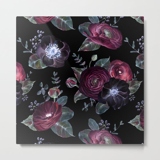 Fantasy Night Rose Red Metal Print