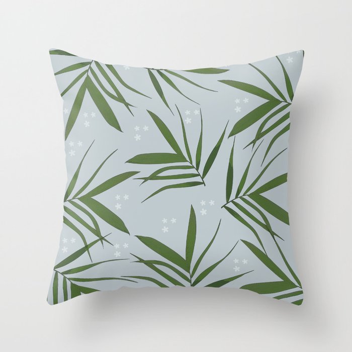Christmas snow and leaves pattern Throw Pillow