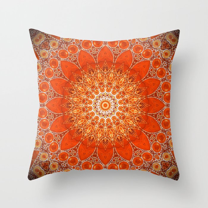 orange boho throw pillow