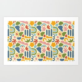 Abstract pattern with colorful freehand doodles Art Print