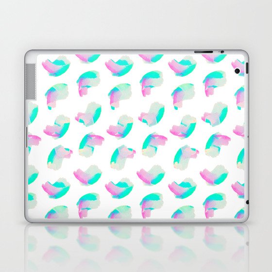 Artistic Pink Aqua Watercolor Palette Brushstrokes Laptop & iPad Skin