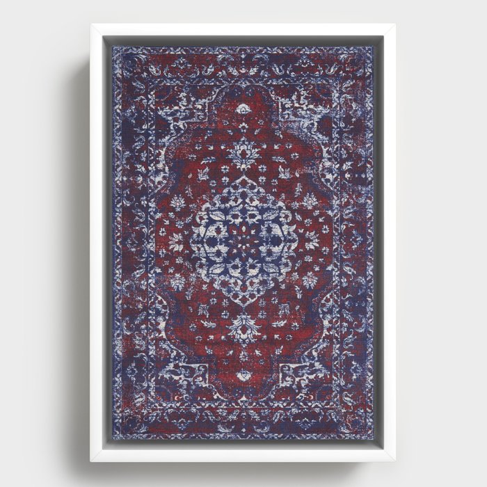 Persian red and blue carpet Framed Canvas