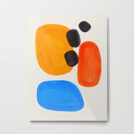 Minimalist Modern Mid Century Colorful Abstract Shapes Primary Colors Yellow Orange Blue Bubbles Metal Print