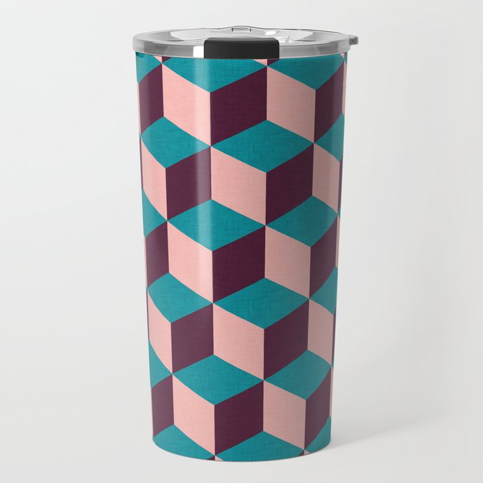 Mod cube purple blue and pink pattern Travel Mug