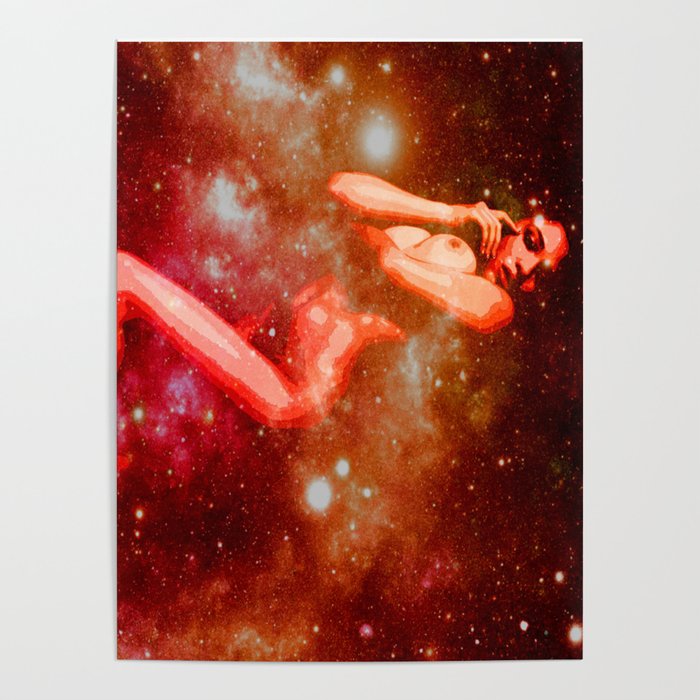 Celestial Bodies : Galaxy Woman Red Orange Poster