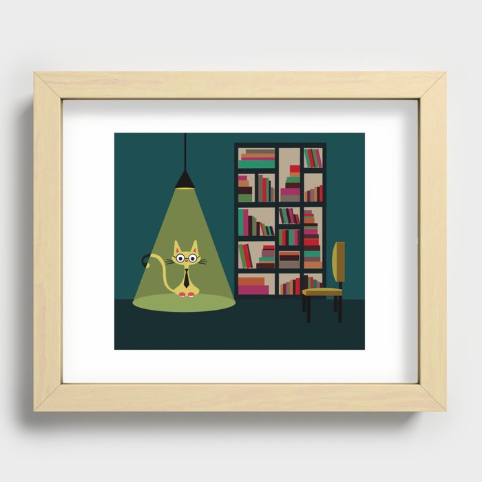 intellectual cat Recessed Framed Print