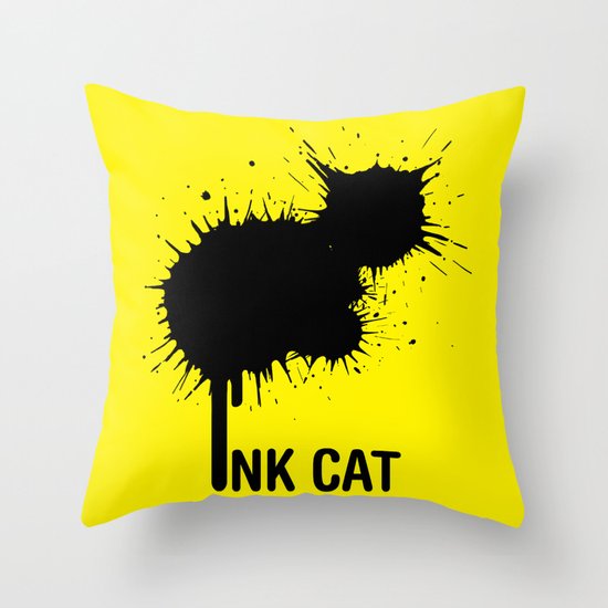 INK CAT Throw Pillow