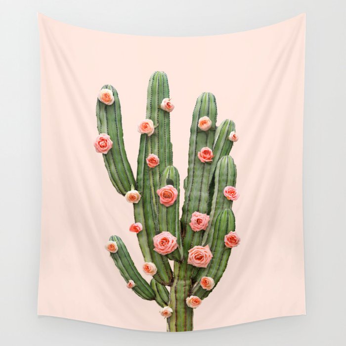 CACTUS AND ROSES Wall Tapestry