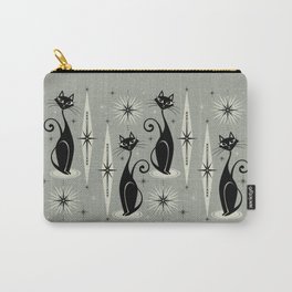 Mid Century Meow Retro Atomic Cats - Gray Carry-All Pouch
