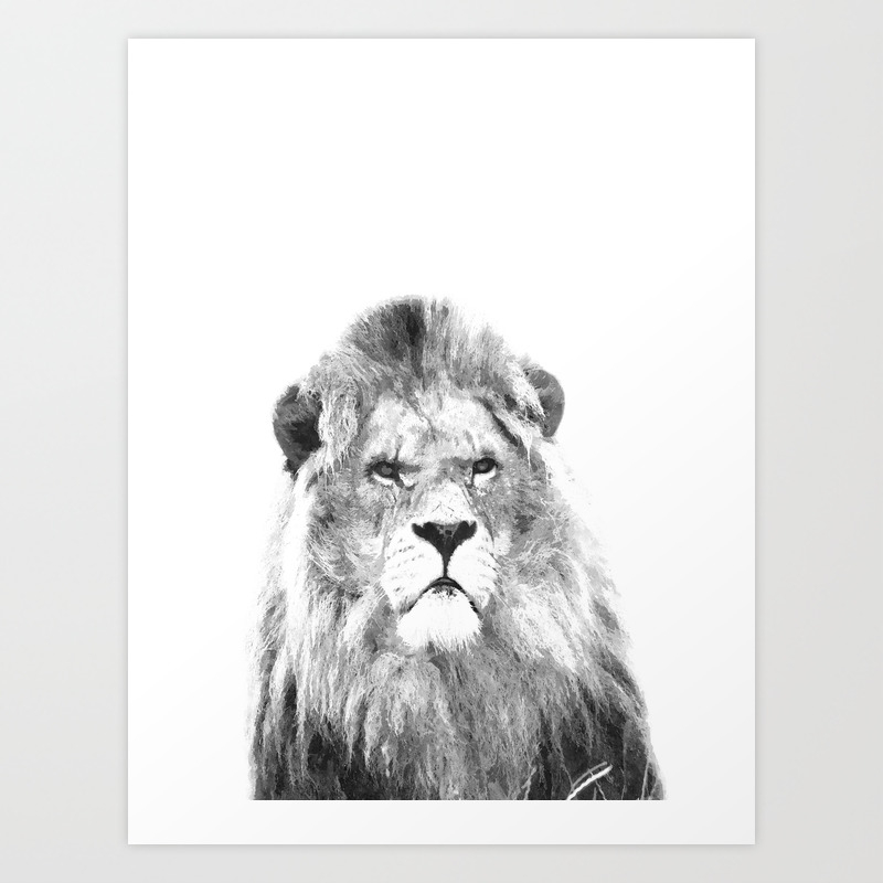 Black And White Lion Animal Portrait Art Print By Alemi Society6