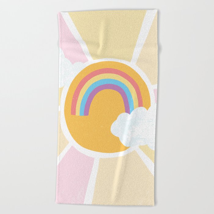 Sunshine and Rainbows Dreamy Sky Beach Towel