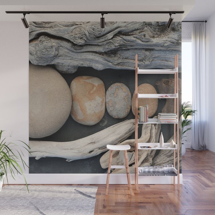 Driftwood And Stones  Wall Mural