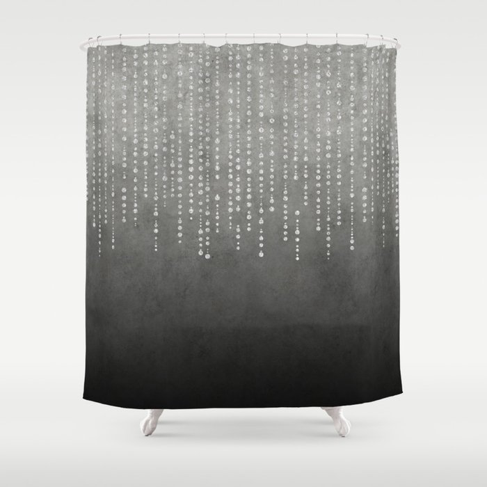 Silver Glamour Faux Glitter On Grey, Silver Gray Shower Curtain