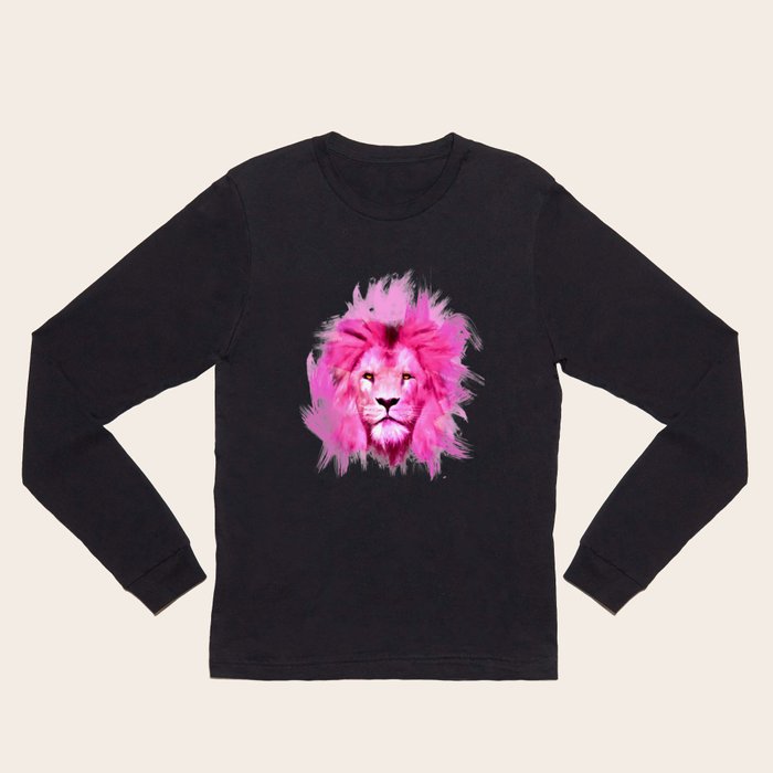 A pink lion looked at me Long Sleeve T Shirt by lev man Society6