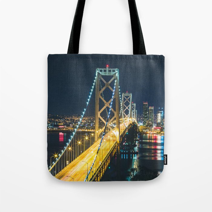 Bay Bridge Long Exposure San Francisco California Tote Bag By Rowellos