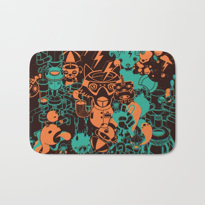 Dream Factory Orange and Blue Bath Mat