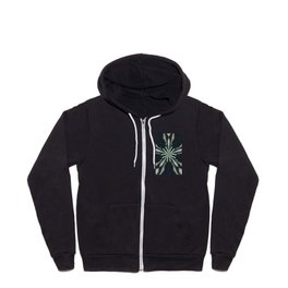 Camel Teal and Grey Star Pattern Kaleidoscope Zip Hoodie