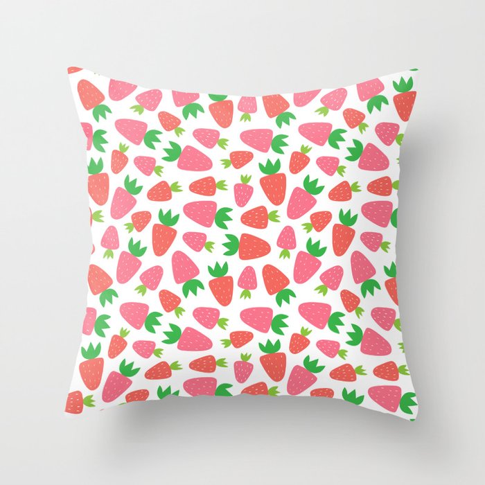 Strawberries Pattern  Throw Pillow