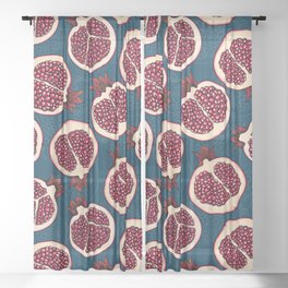 Pomegranate slices  Sheer Curtain
