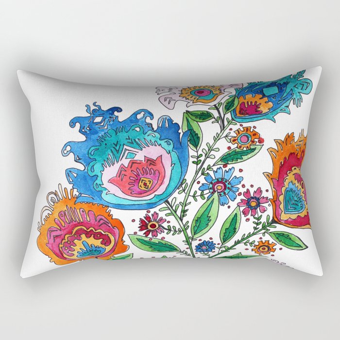Folkart Bouquet Rectangular Pillow