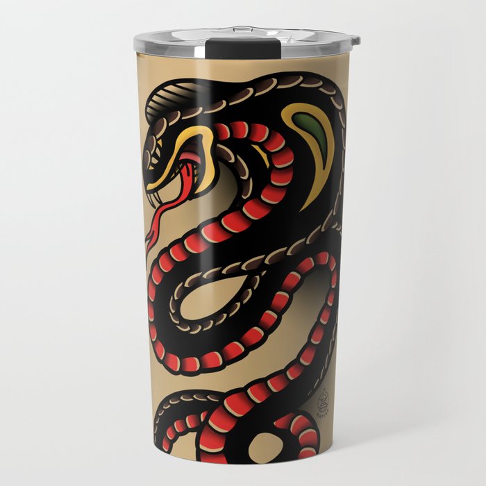 Traditional Tattoo Snake  Travel Mug