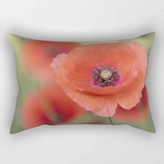 Beautiful poppy in a meadow Rectangular Pillow