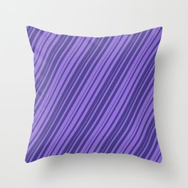[ Thumbnail: Purple and Dark Slate Blue Colored Striped Pattern Throw Pillow ]