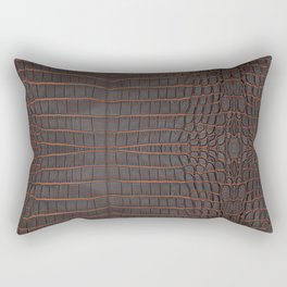 Chestnut Nile Crocodile Leather Print Rectangular Pillow